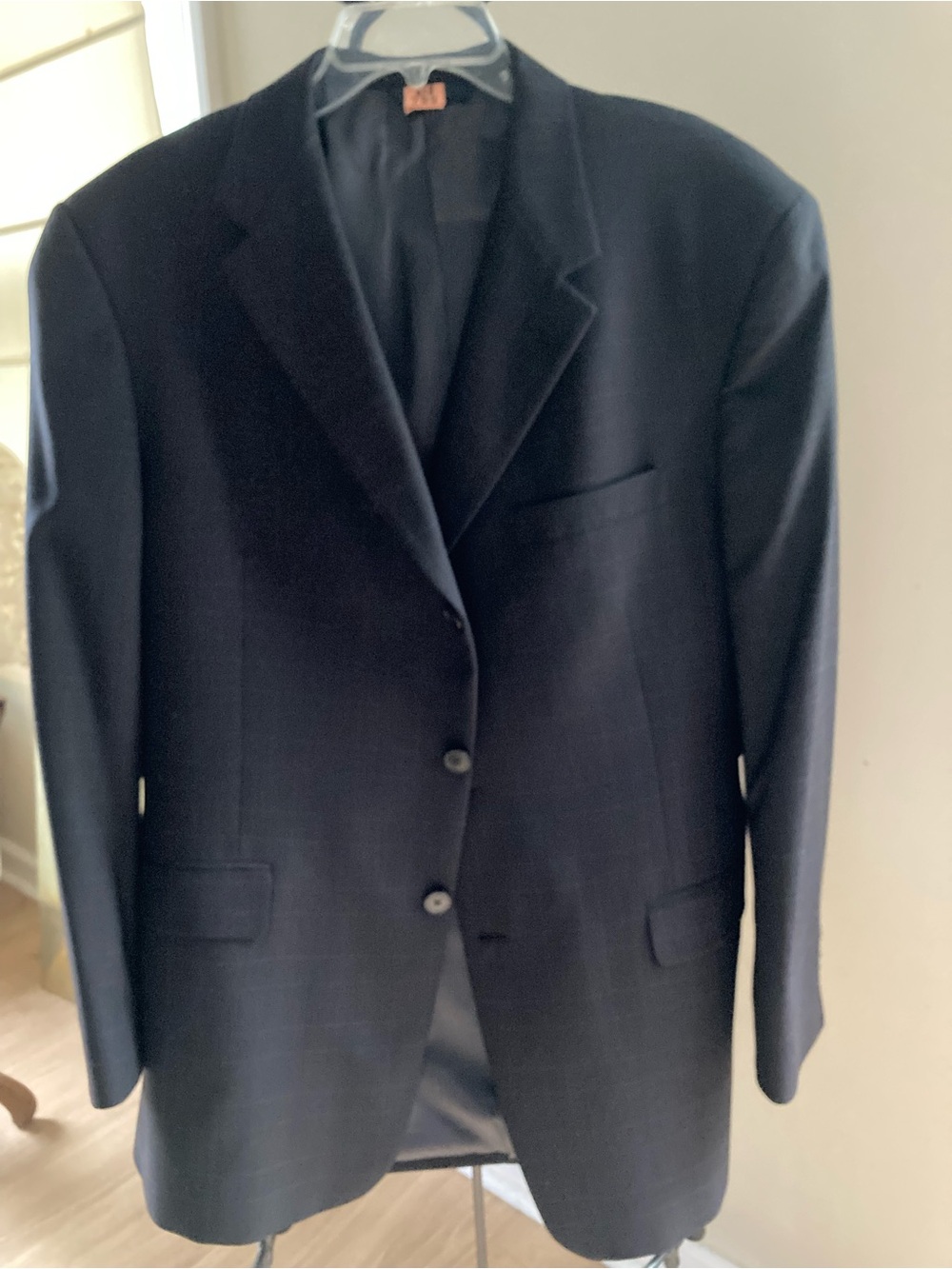 Burberry Gray with Dark Navy Line Two-Button Sport Suit 44R